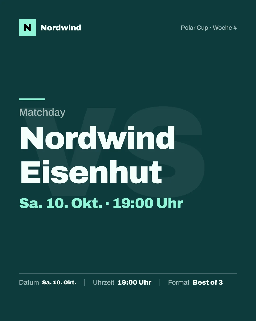 Matchday-Grafik: Nordwind gegen Eisenhut, Polar Cup, Woche 4, Best of 3