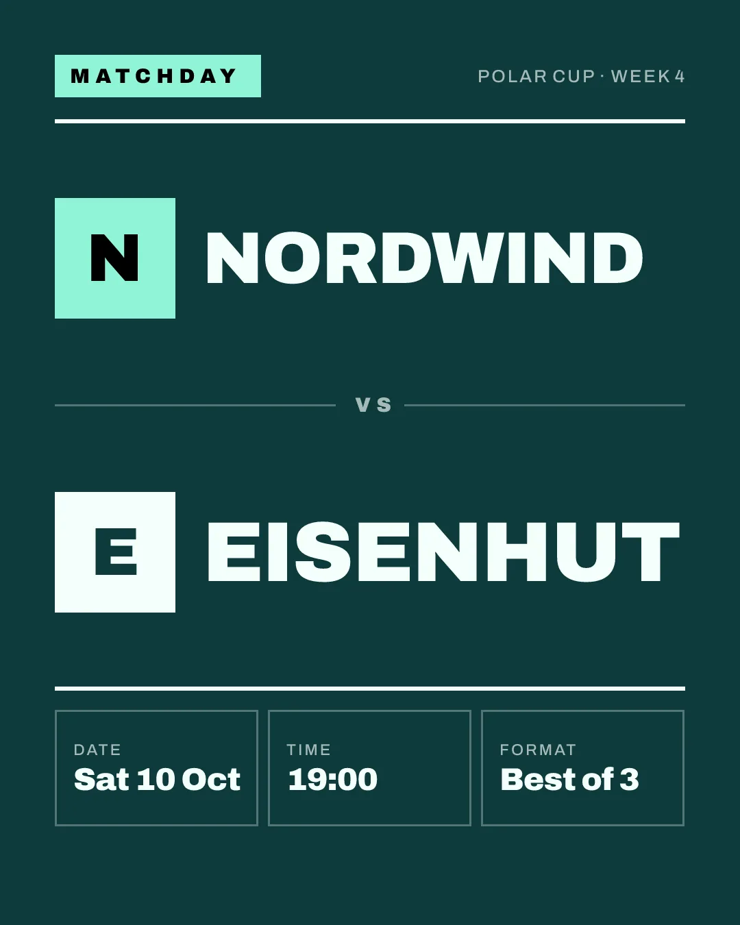 Matchday graphic: Nordwind vs Eisenhut, Polar Cup week 4, best of three