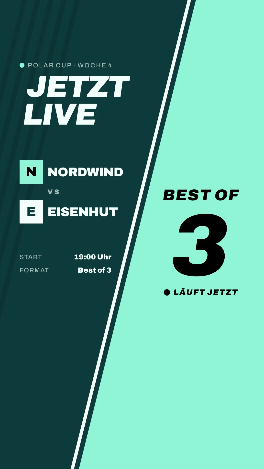 Live-Grafik: Nordwind gegen Eisenhut, Polar Cup, Woche 4, jetzt live